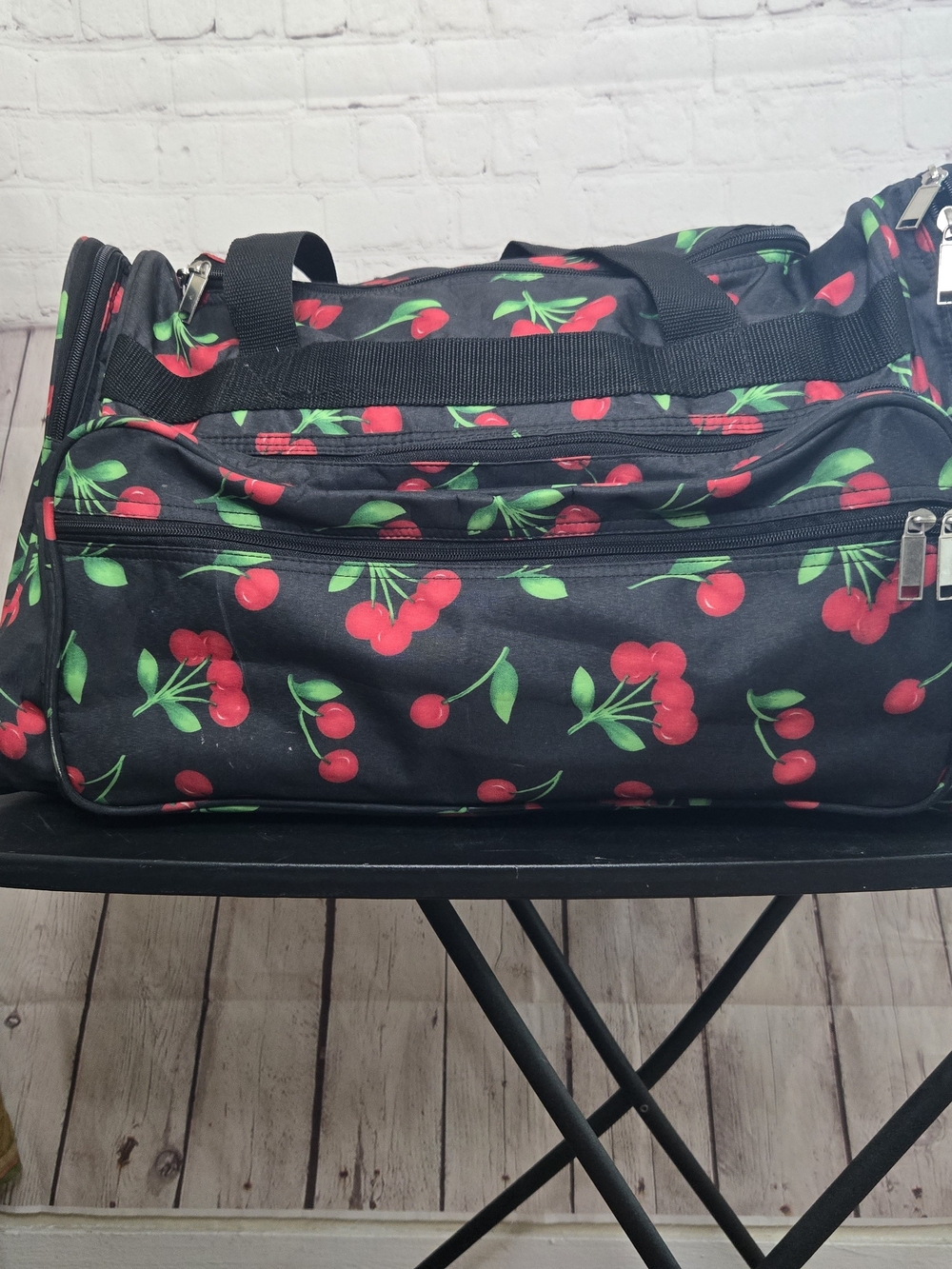 Vintage y2k cherry print buffle bag Rockabilly Travel Retro Coquette